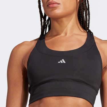  adidas Run-Pocket Medium Kadın Siyah Antrenman Bra