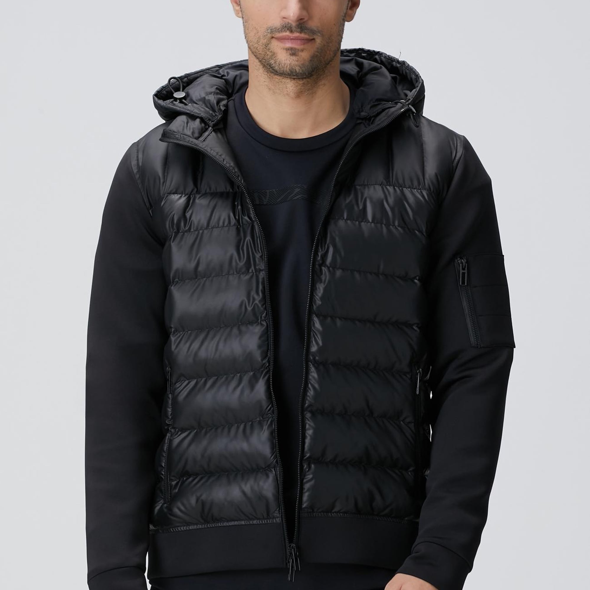 Network Erkek N-Tech Siyah Kapüşonlu Puffer Mont