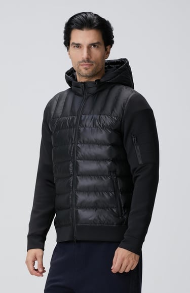  Network Erkek N-Tech Siyah Kapüşonlu Puffer Mont