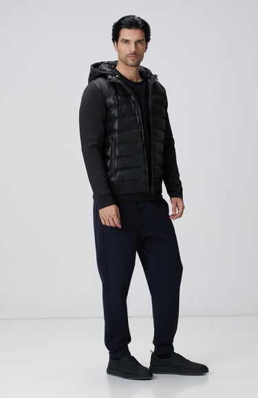  Network Erkek N-Tech Siyah Kapüşonlu Puffer Mont