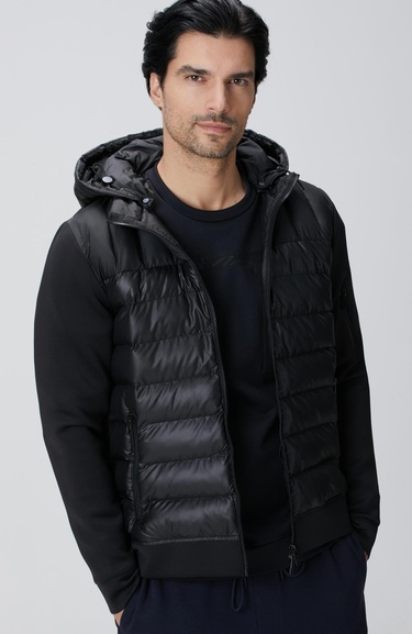  Network Erkek N-Tech Siyah Kapüşonlu Puffer Mont