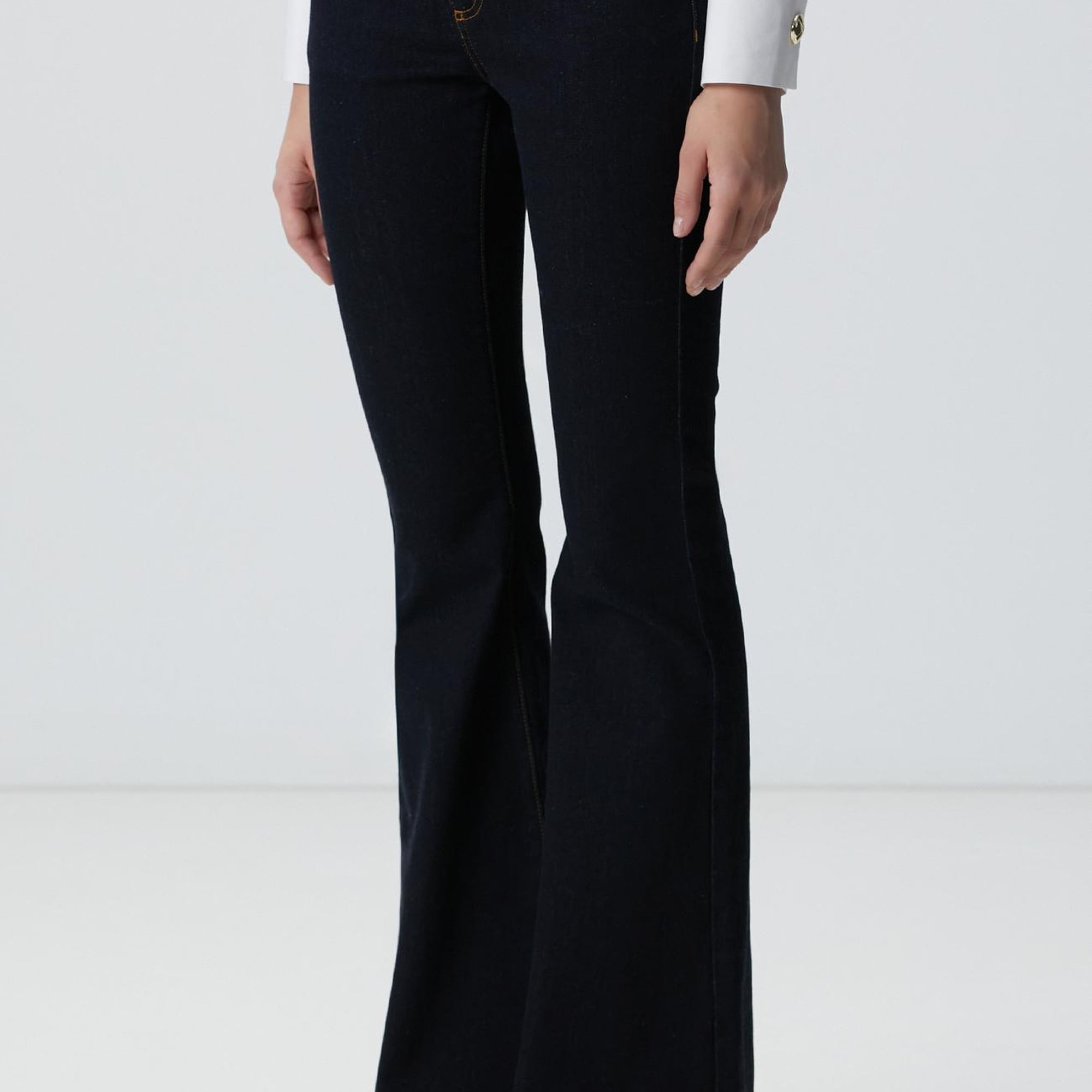 Network Kadın İndigo Aksesuarlı Flare Kalıp Denim Pantolon