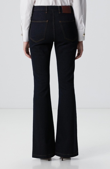  Network Kadın İndigo Aksesuarlı Flare Kalıp Denim Pantolon