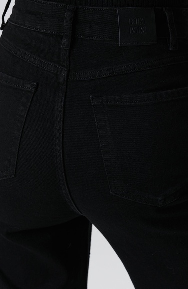  Network Kadın Siyah Geniş Paça Taşlı Pantolon