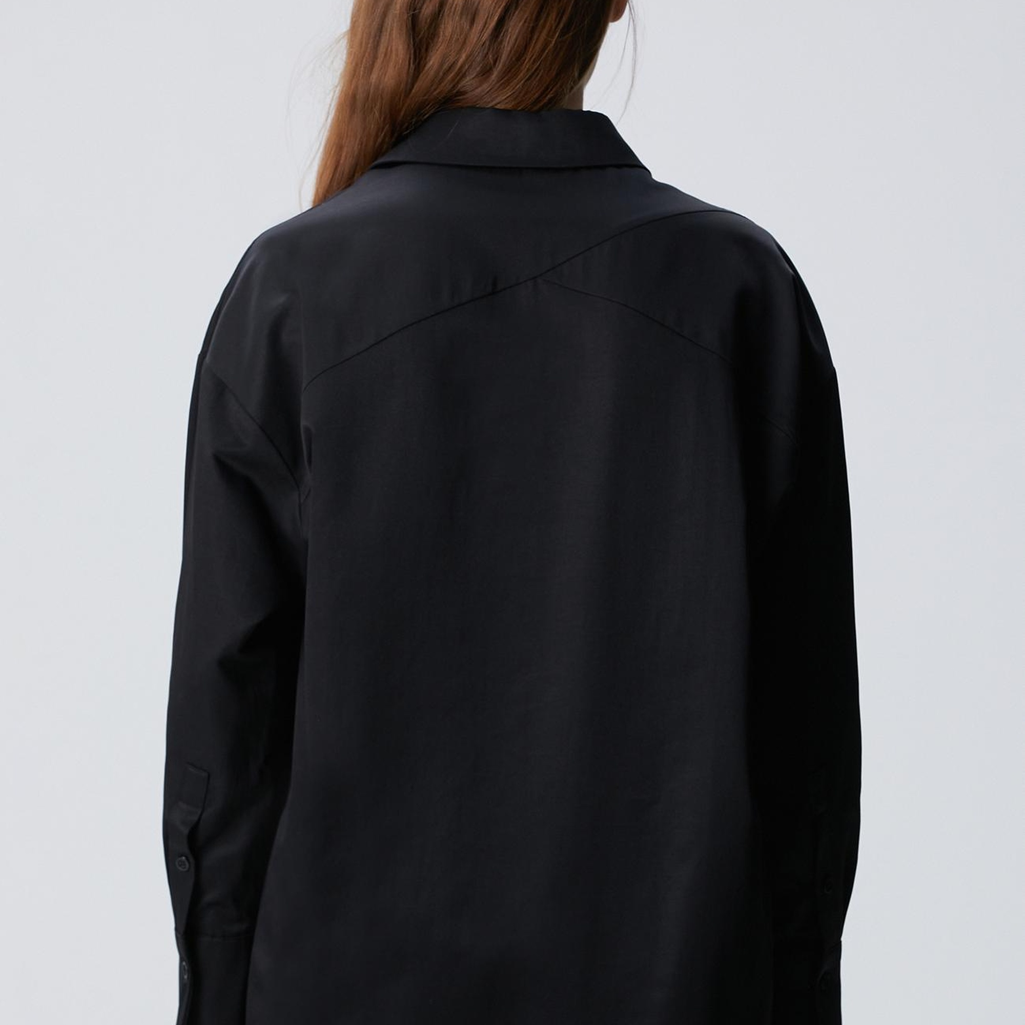 Network Kadın Siyah Roba Dikiş Detaylı Oversized Gömlek