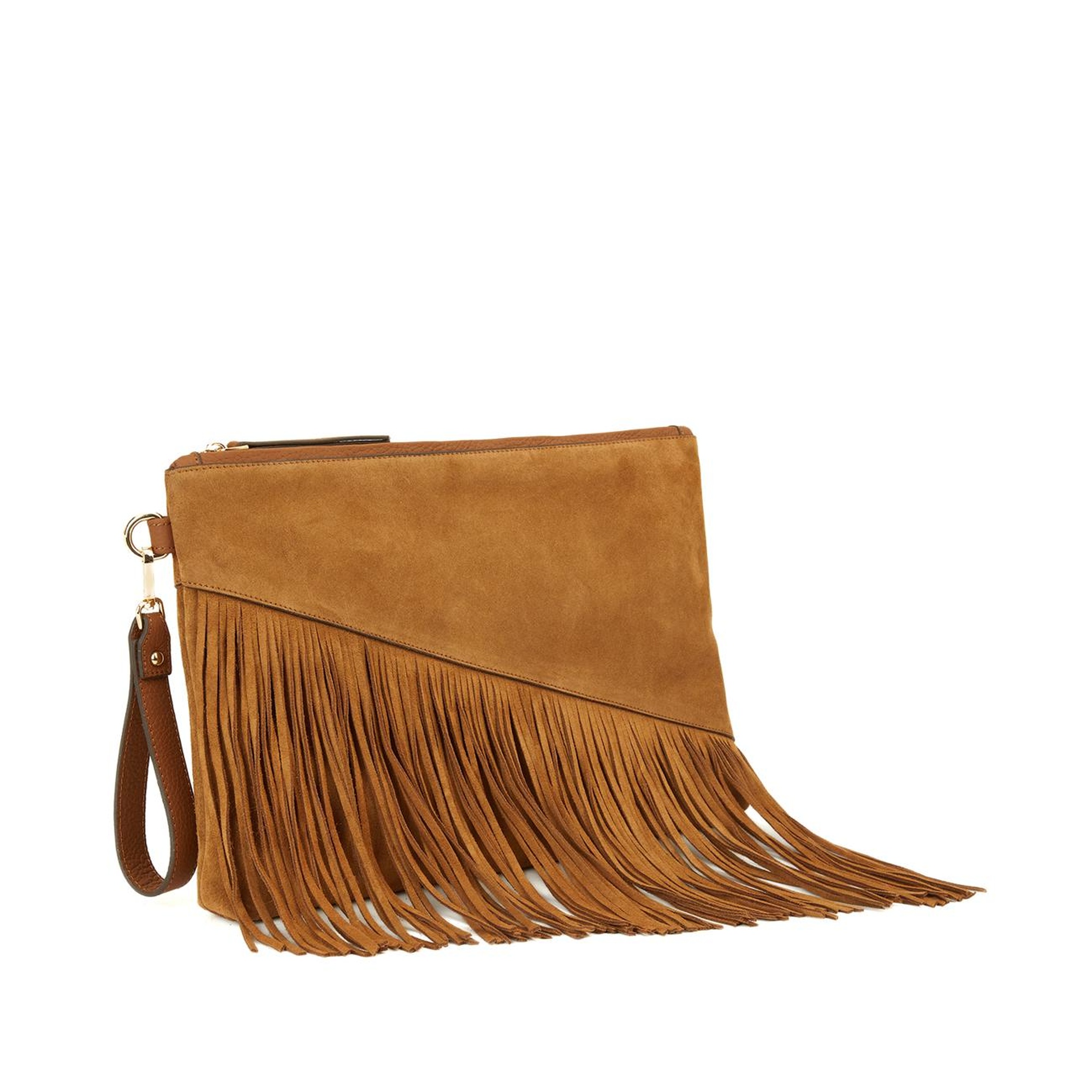 Network Kadın Taba Püsküllü Süet Clutch