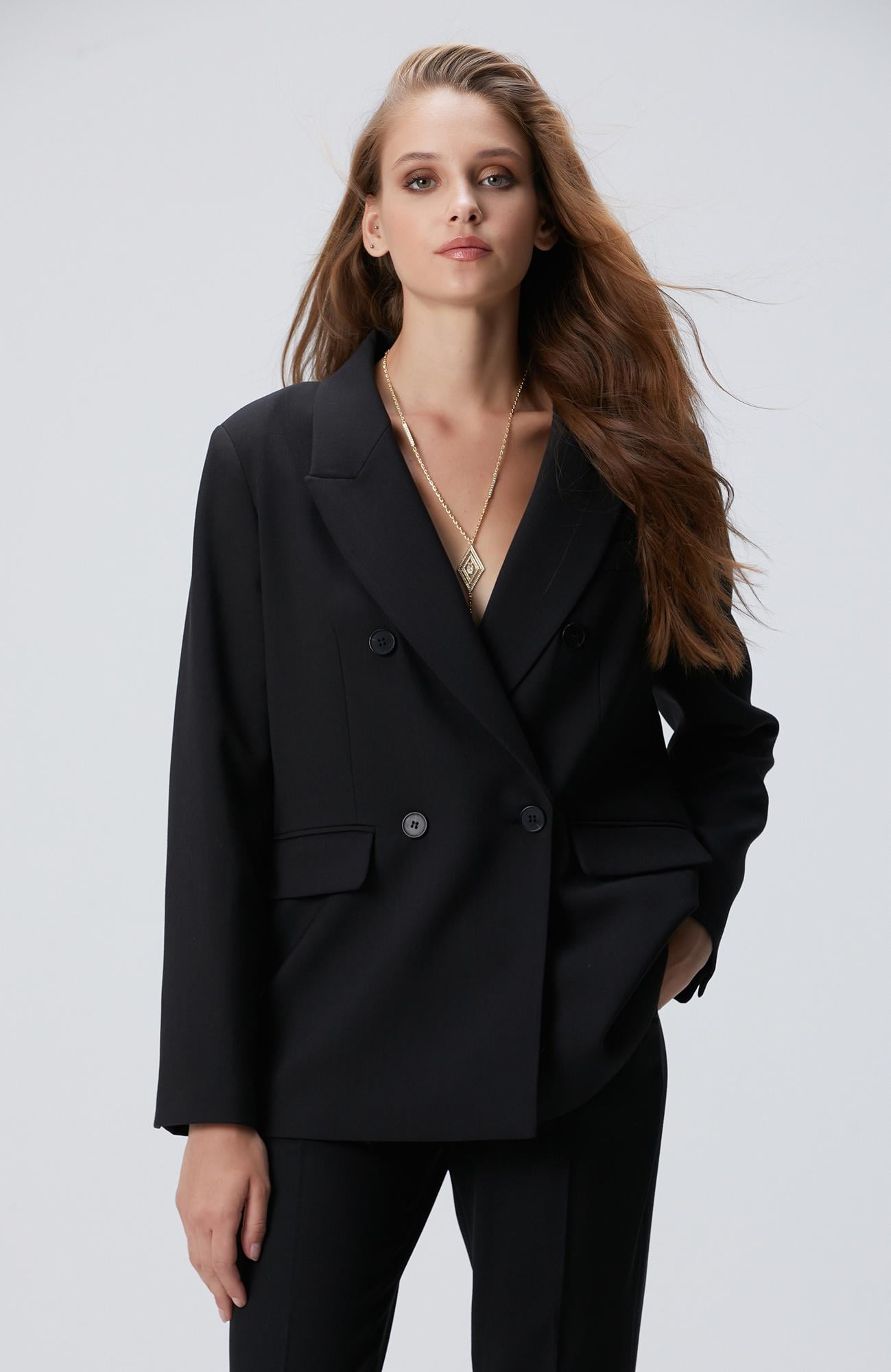  Network Kadın Siyah Yün Karışımlı Ceket