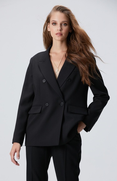  Network Kadın Siyah Yün Karışımlı Ceket