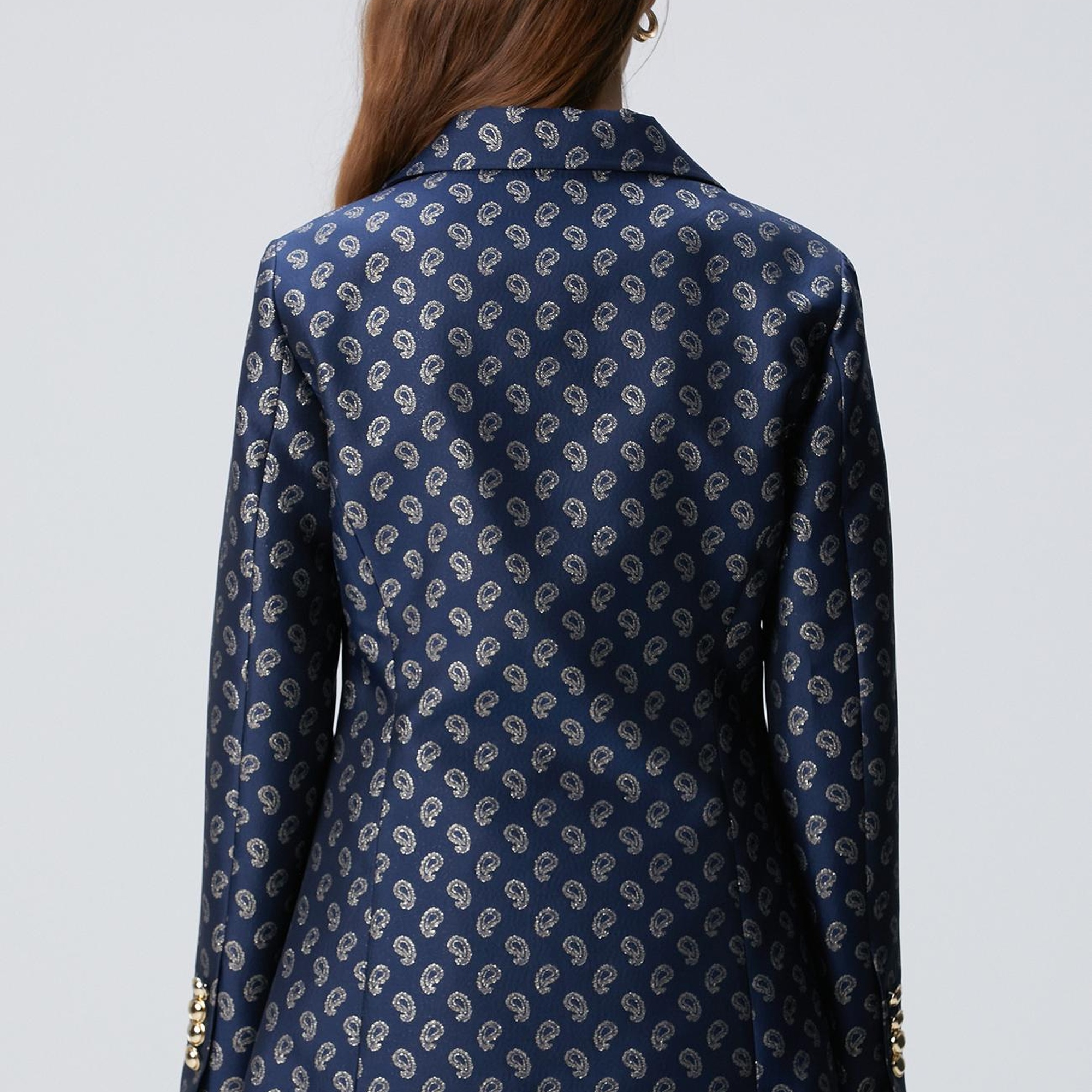 Network Kadın Lacivert Jakar Desenli Ceket