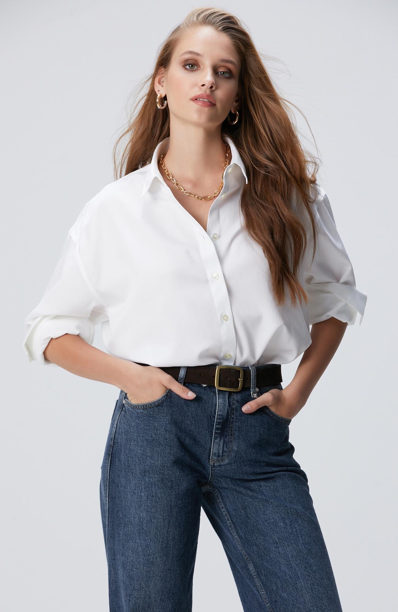  Network Kadın Beyaz Non Iron Gömlek