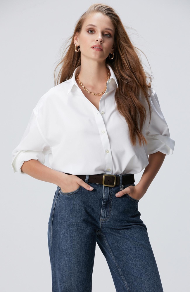  Network Kadın Beyaz Non Iron Gömlek