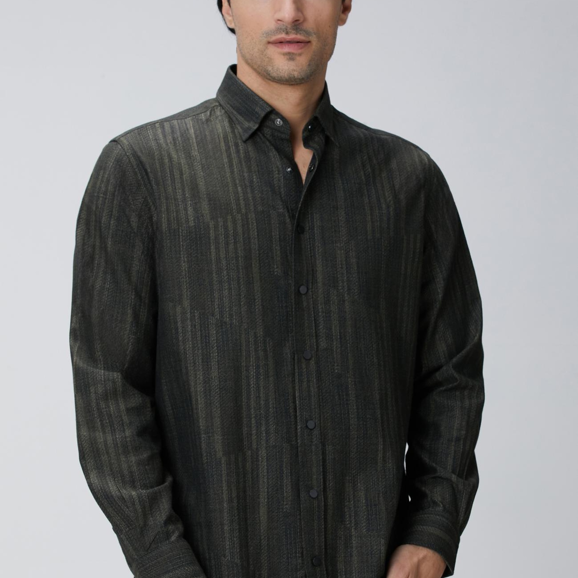 Network Erkek Haki Baskılı Gömlek