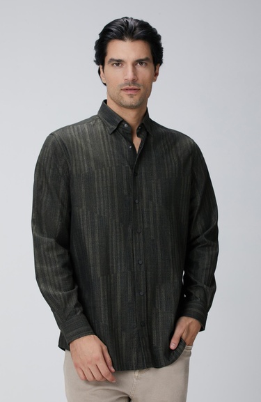  Network Erkek Haki Baskılı Gömlek