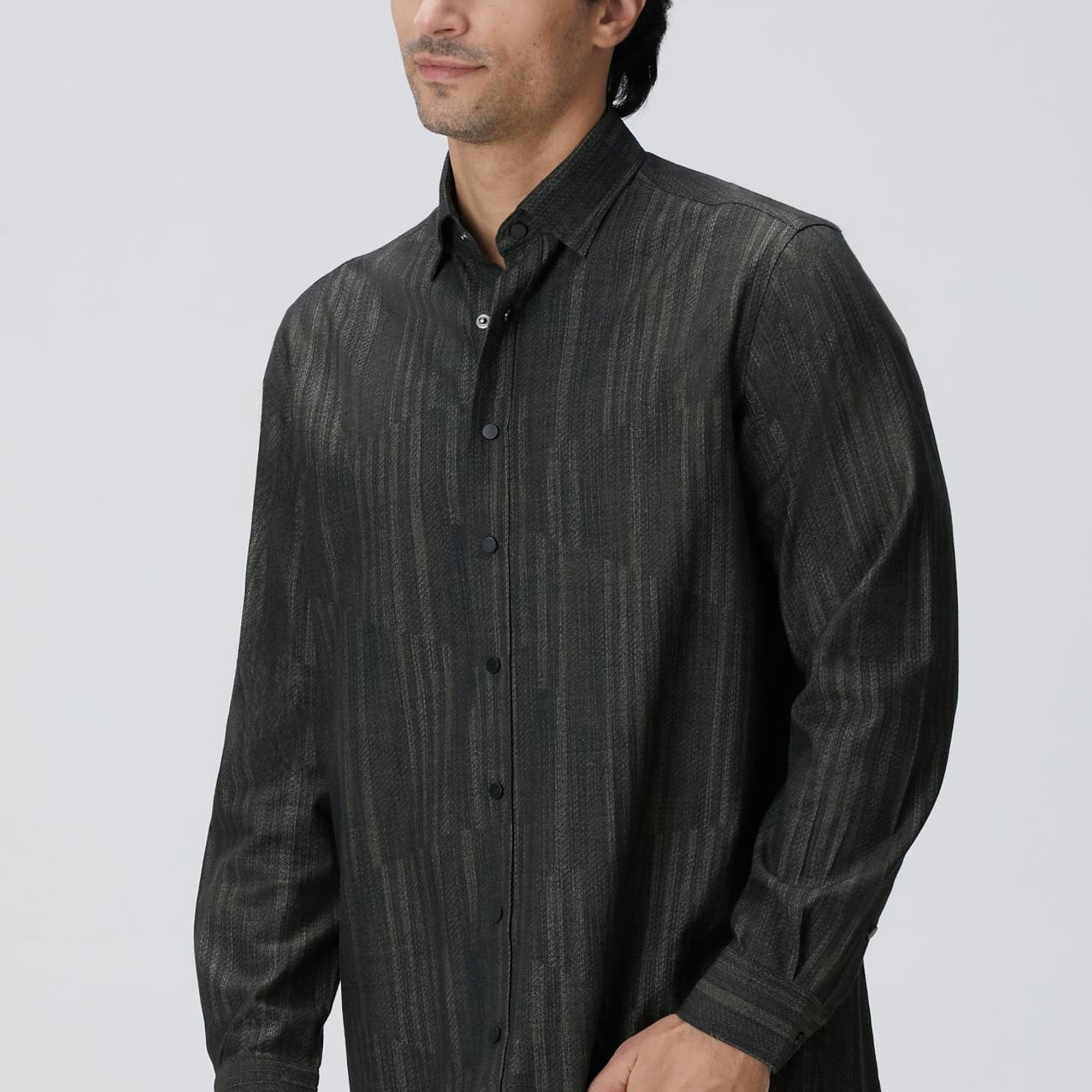 Network Erkek Haki Baskılı Gömlek