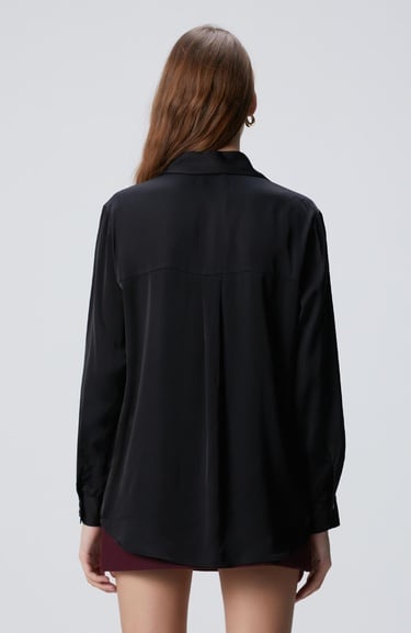  Network Kadın Siyah Saten Gömlek
