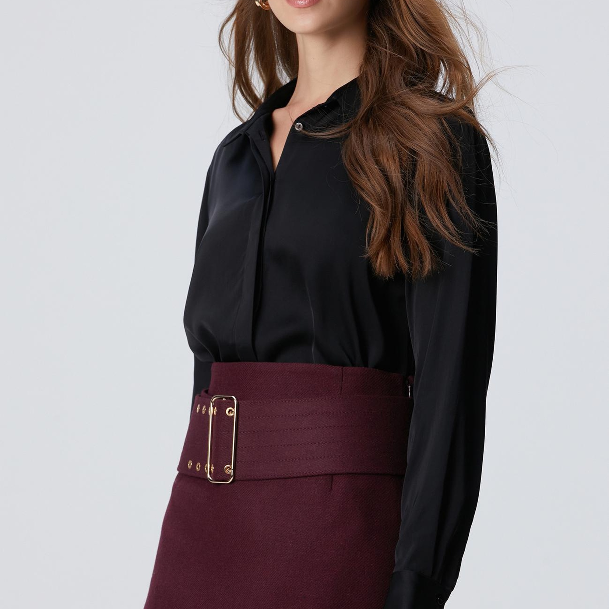 Network Kadın Siyah Saten Gömlek