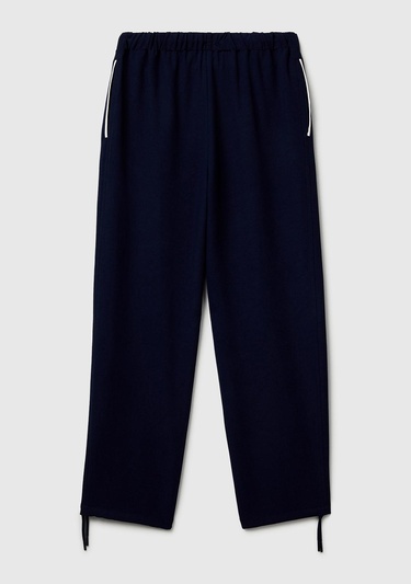  Kadın Lacivert Beli Bağcıklı Cepli Pantolon