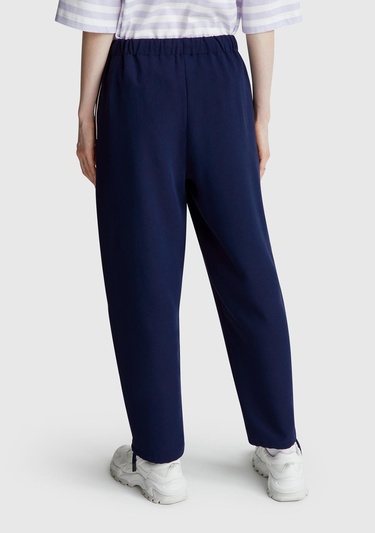  Kadın Lacivert Beli Bağcıklı Cepli Pantolon