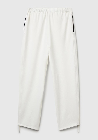  Kadın Krem Beli Bağcıklı Cepli Pantolon