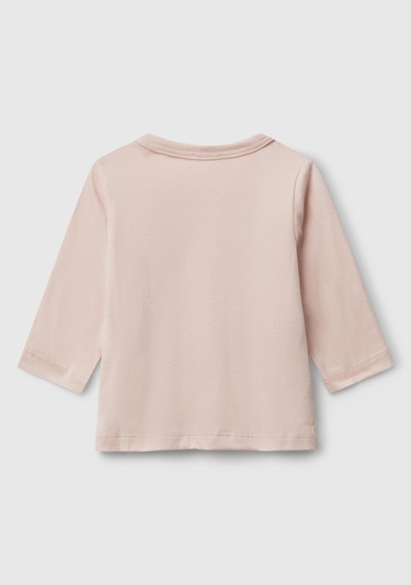  Bebek Toz Pembe Önü Baskılı Gizli Düğmeli Uzun Kollu T-shirt