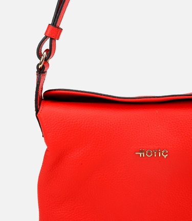  Kadın Deri Kırmızı Ayarlanabilir Askılı Omuz Çantası