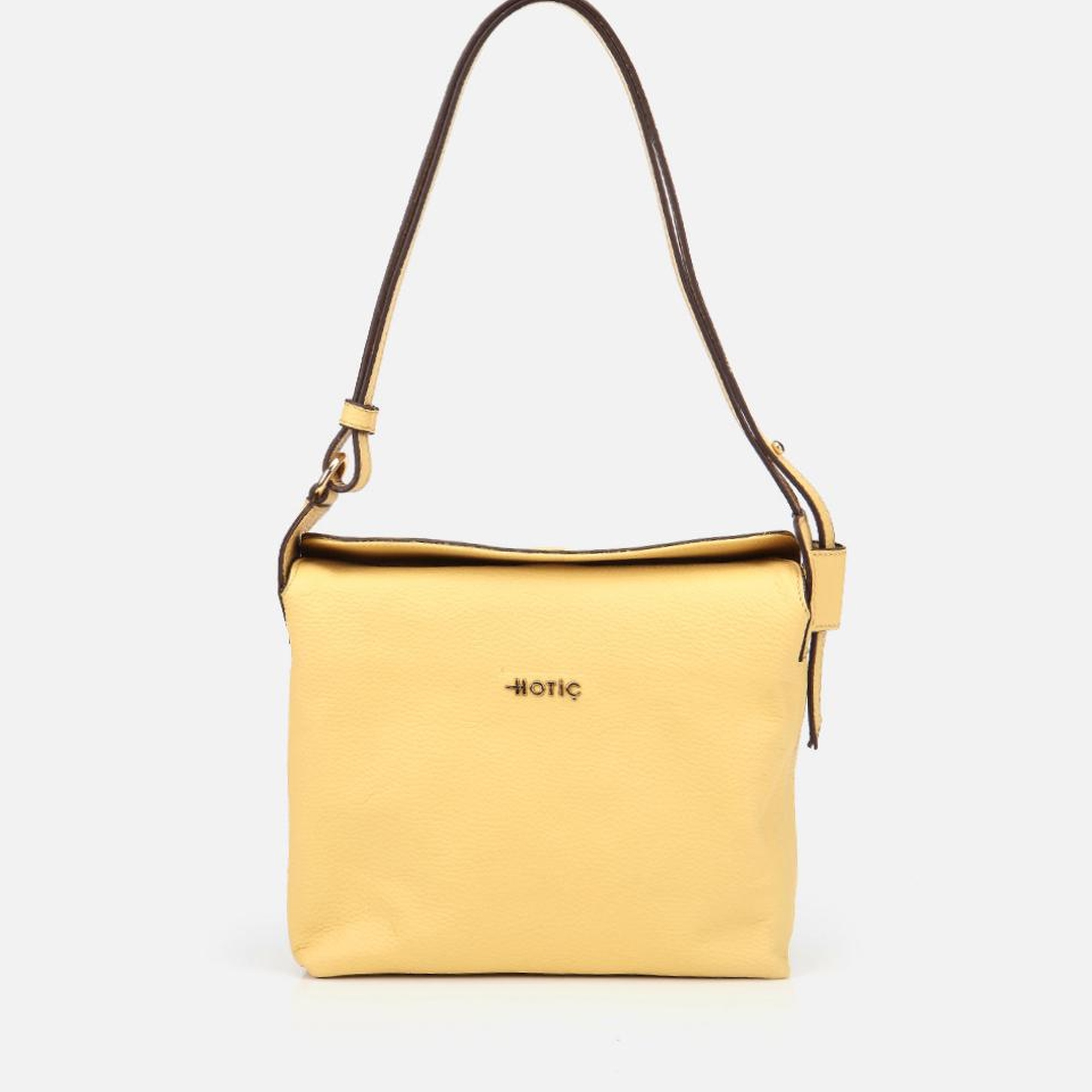 Kadın Deri Sarı Ayarlanabilir Askılı Omuz Çantası