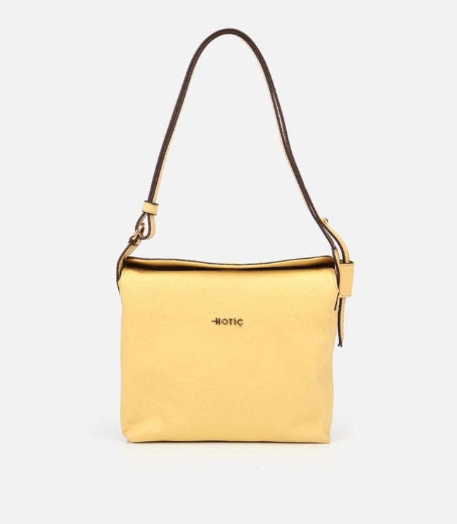  Kadın Deri Sarı Ayarlanabilir Askılı Omuz Çantası