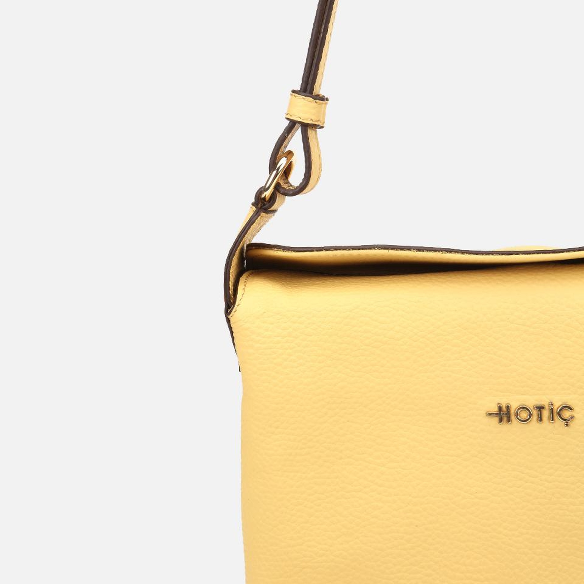 Kadın Deri Sarı Ayarlanabilir Askılı Omuz Çantası