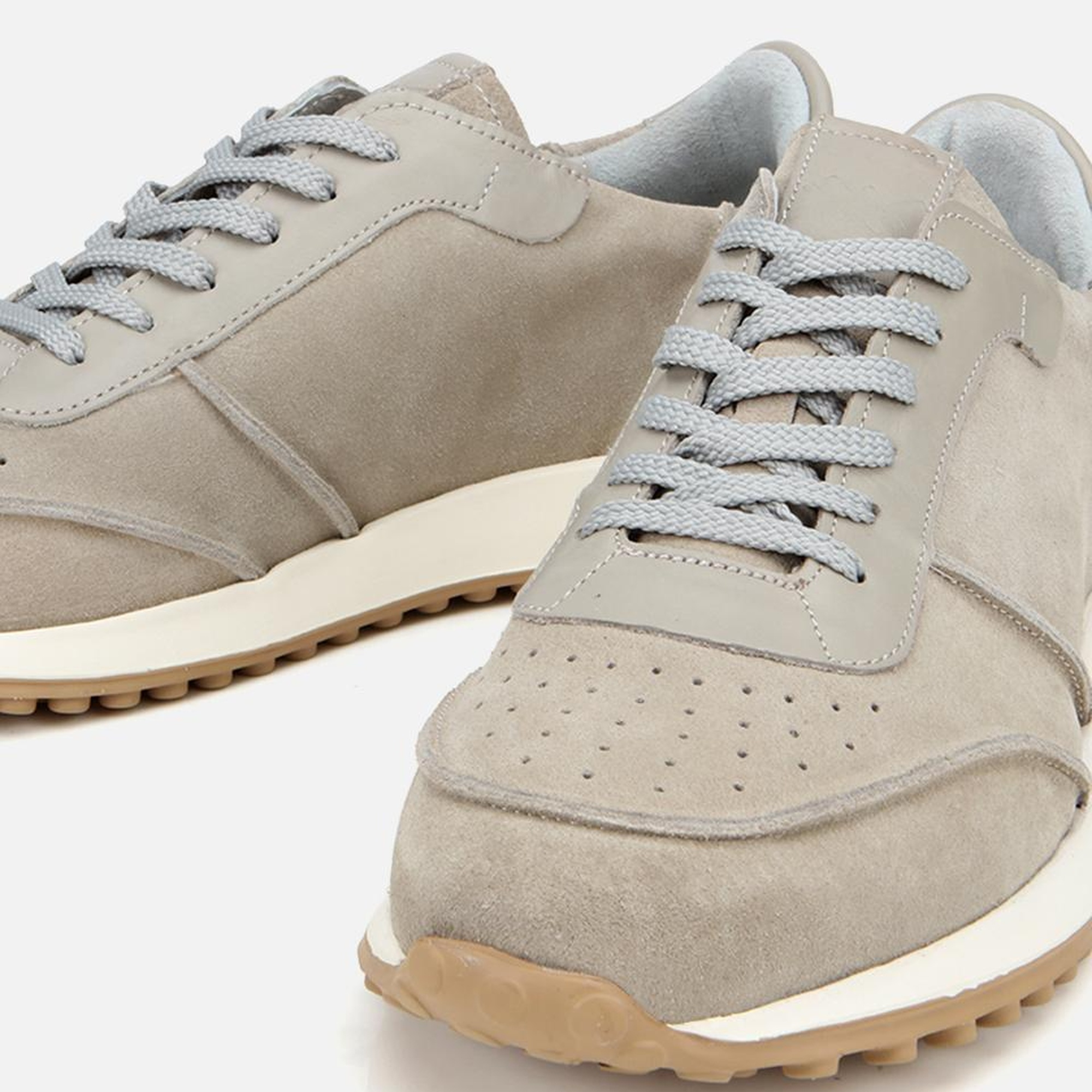 Erkek Süet Deri Bej Ultra Hafif Tabanlı Spor Ayakkabı