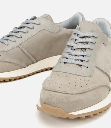  Erkek Süet Deri Bej Ultra Hafif Tabanlı Spor Ayakkabı