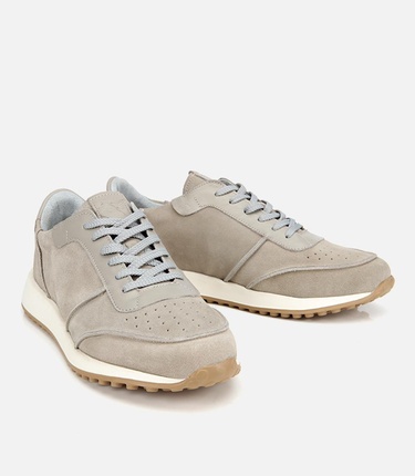 Erkek Süet Deri Bej Ultra Hafif Tabanlı Spor Ayakkabı