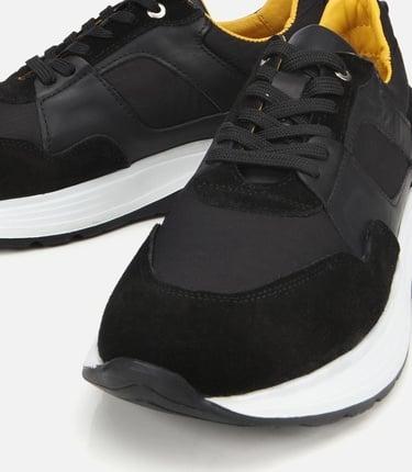  Erkek Süet Deri Siyah Hafif Tabanlı Spor Ayakkabı