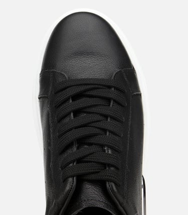  Erkek Deri Siyah Hafif Tabanlı Spor Ayakkabı