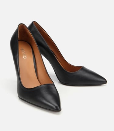  Kadın Deri Siyah Stiletto