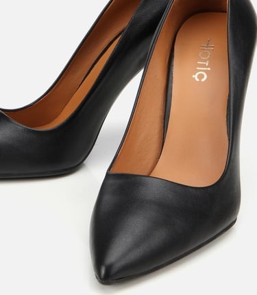  Kadın Deri Siyah Stiletto