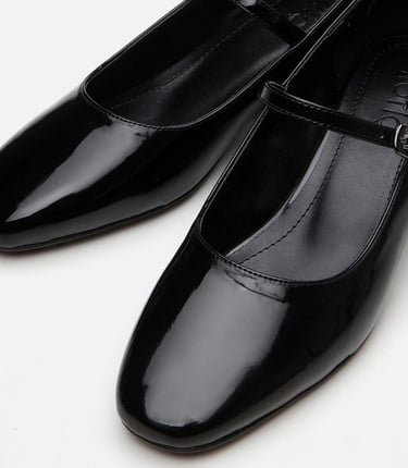  Kadın Mary Jane Siyah Kalın Topuklu Ayakkabı