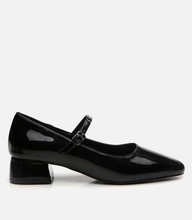  Kadın Mary Jane Siyah Kalın Topuklu Ayakkabı