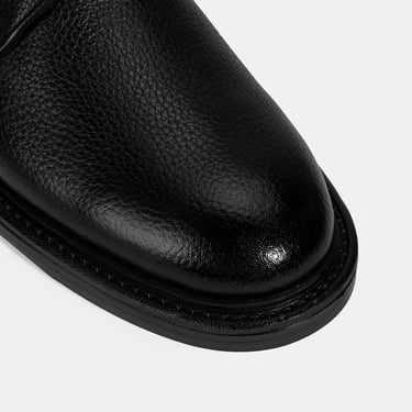  Erkek Siyah Bağcıklı Günlük Deri Ayakkabı