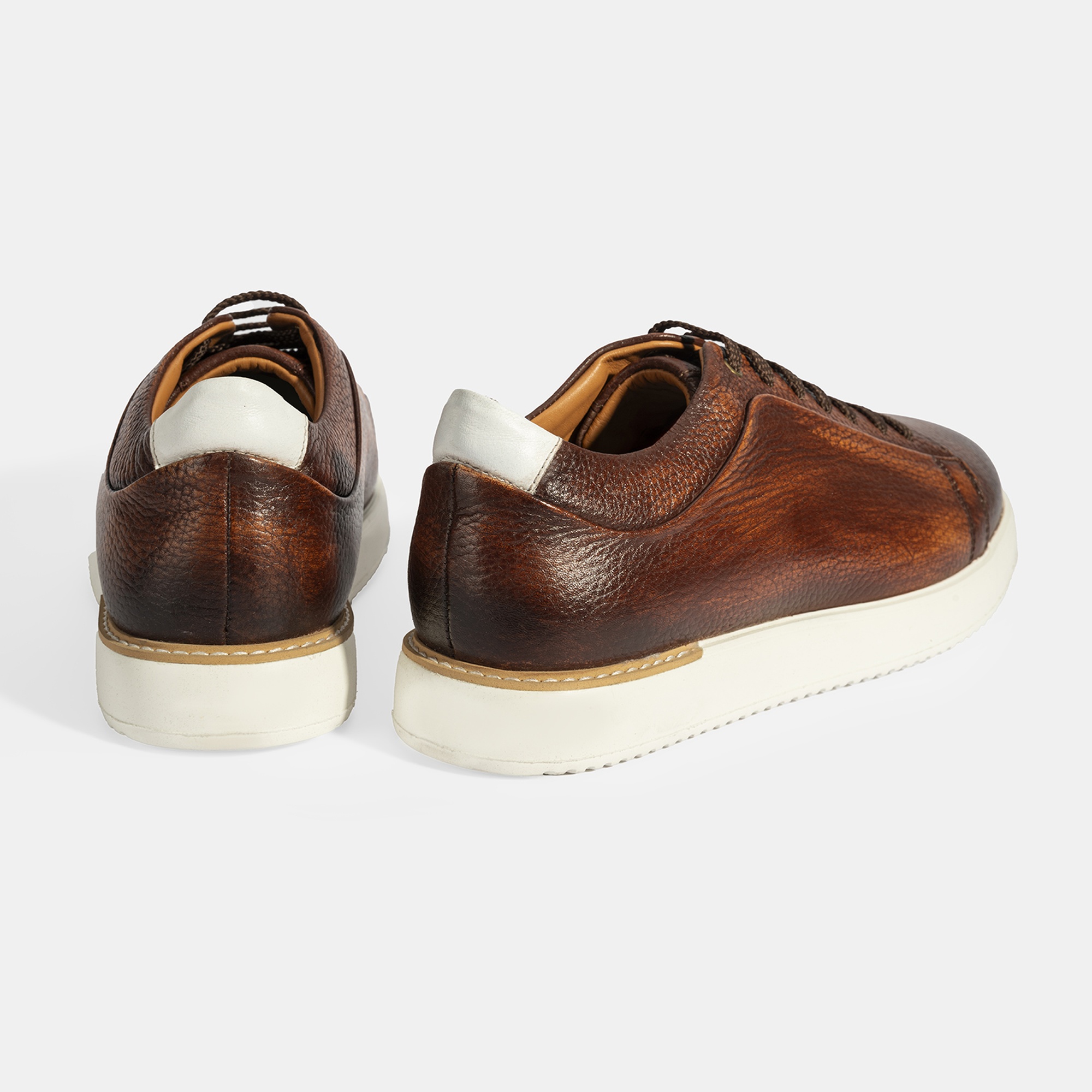 Erkek Taba Bağcıklı Günlük Deri Ayakkabı