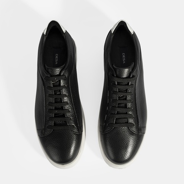  Erkek Siyah Bağcıklı Günlük Deri Ayakkabı