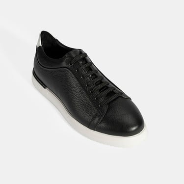  Erkek Siyah Bağcıklı Günlük Deri Ayakkabı