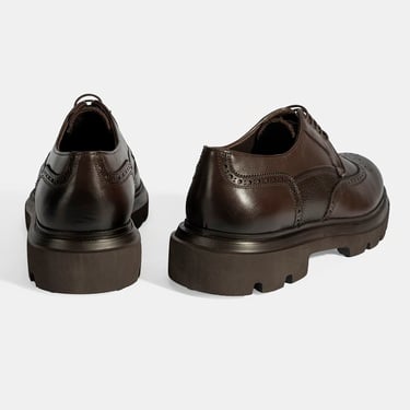  Erkek Kahve Bağcıklı Deri Günlük Ayakkabı