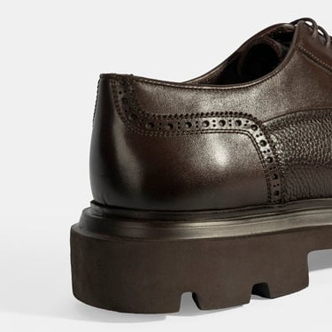  Erkek Kahve Bağcıklı Deri Günlük Ayakkabı