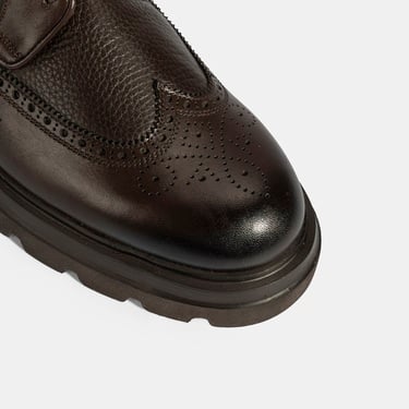  Erkek Kahve Bağcıklı Deri Günlük Ayakkabı