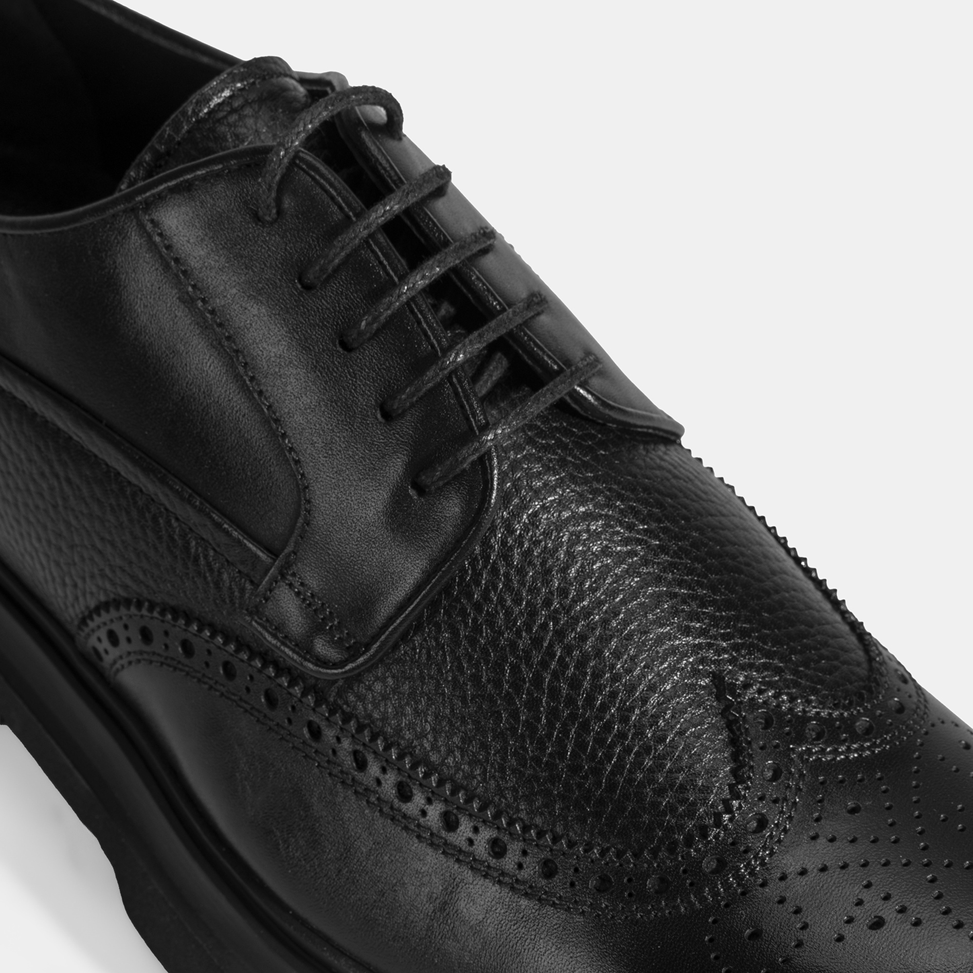 Erkek Siyah Bağcıklı Deri Günlük Ayakkabı