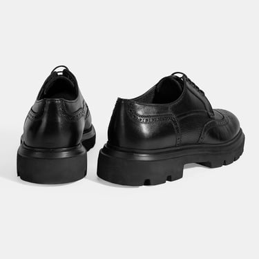  Erkek Siyah Bağcıklı Deri Günlük Ayakkabı