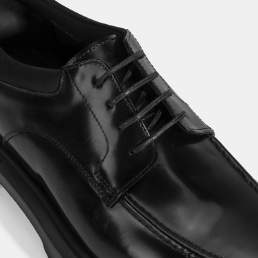  Erkek Siyah Bağcıklı Deri Günlük Ayakkabı