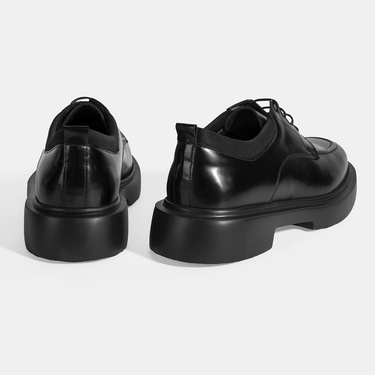  Erkek Siyah Bağcıklı Deri Günlük Ayakkabı