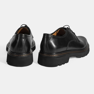  Erkek Siyah Bağcıklı Günlük Deri Ayakkabı