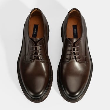  Erkek Kahve Bağcıklı Günlük Deri Ayakkabı